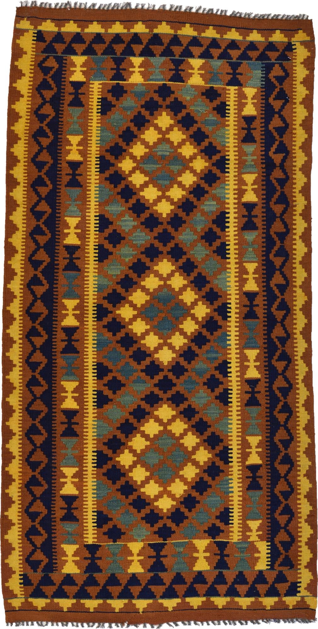 3' 3 x 6' 4 Hand Woven Kilim Maymana Wool Rug
