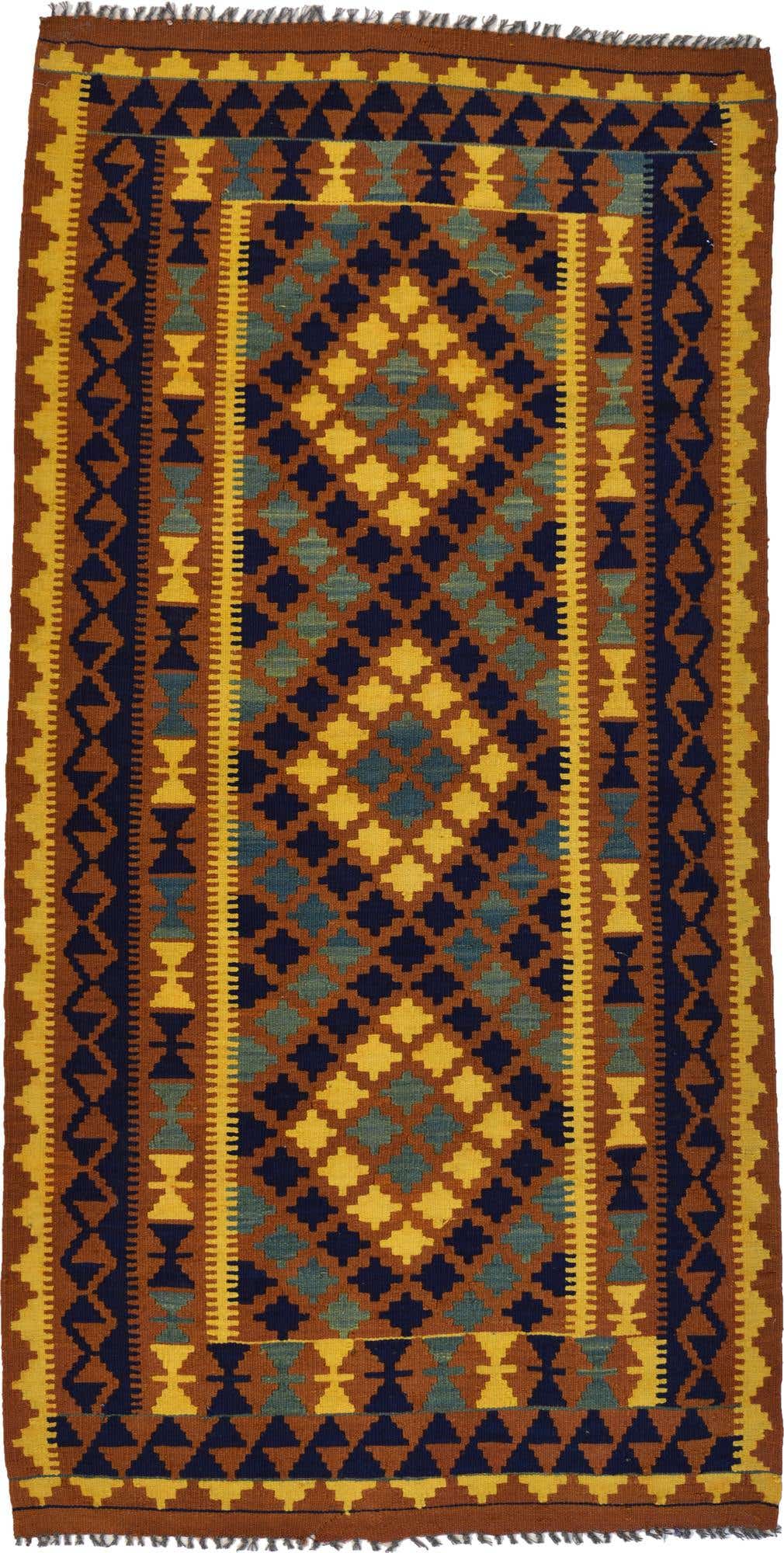 3' 3 x 6' 4 Hand Woven Kilim Maymana Wool Rug