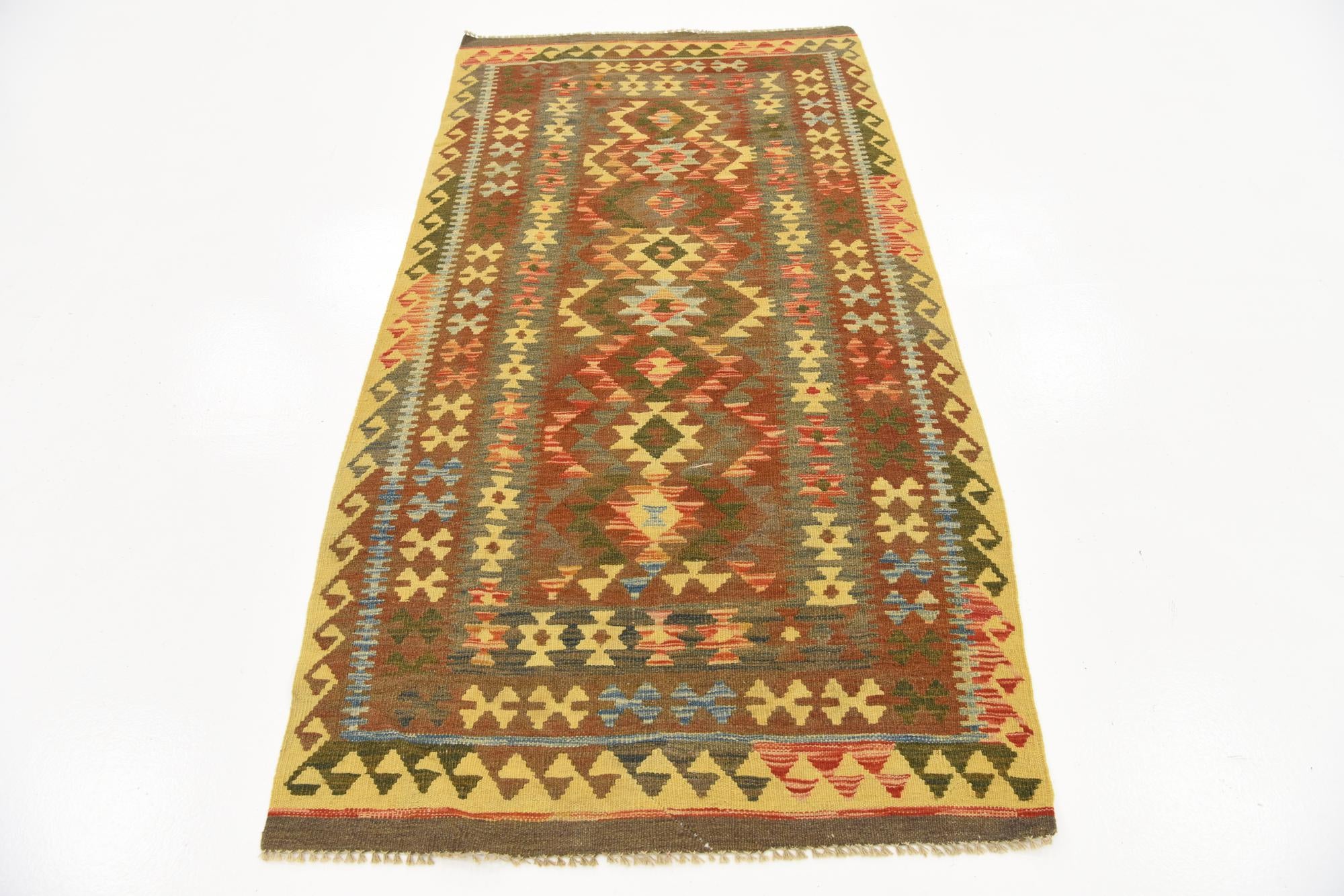 3' 4 x 6' 6 Hand Woven Kilim Maymana Wool Rug
