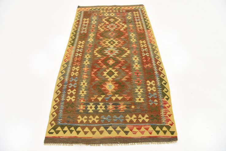 Detail image of 3' 4 x 6' 6 Hand Woven Kilim Maymana Wool Rug