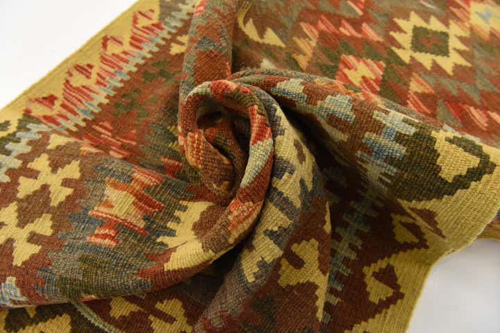 3' 4 x 6' 6 Hand Woven Kilim Maymana Wool Rug