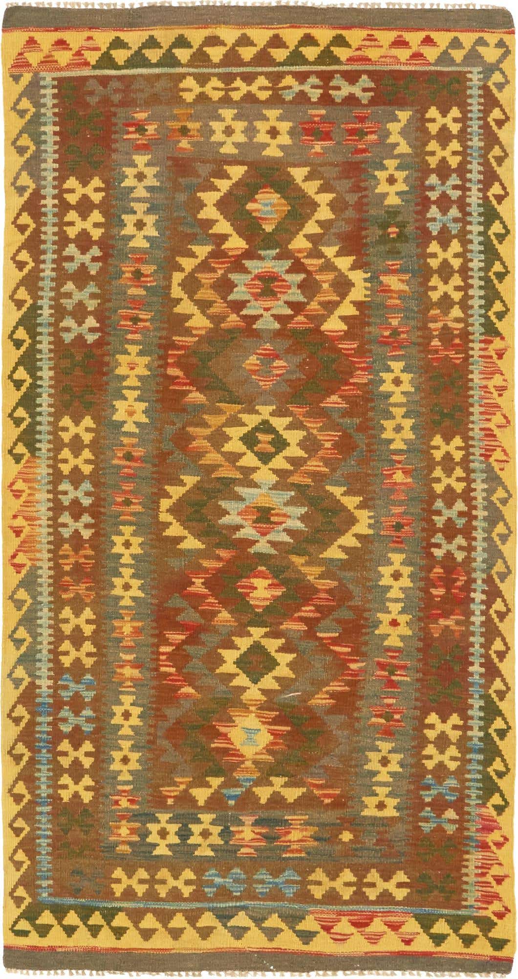 3' 4 x 6' 6 Hand Woven Kilim Maymana Wool Rug