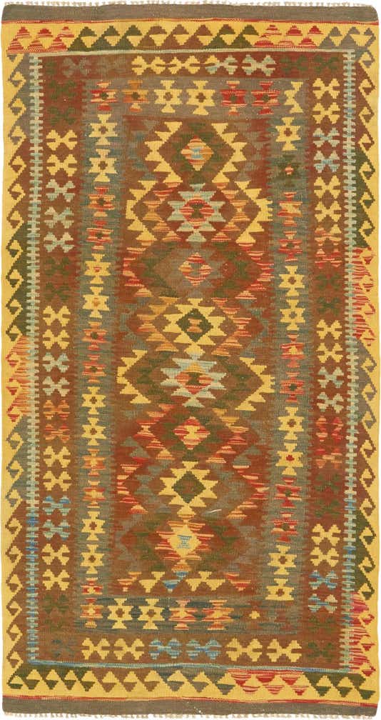 3' 4 x 6' 6 Hand Woven Kilim Maymana Wool Rug