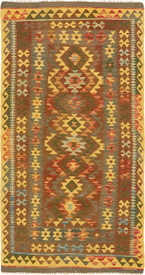 Detail image of 3' 4 x 6' 6 Hand Woven Kilim Maymana Wool Rug