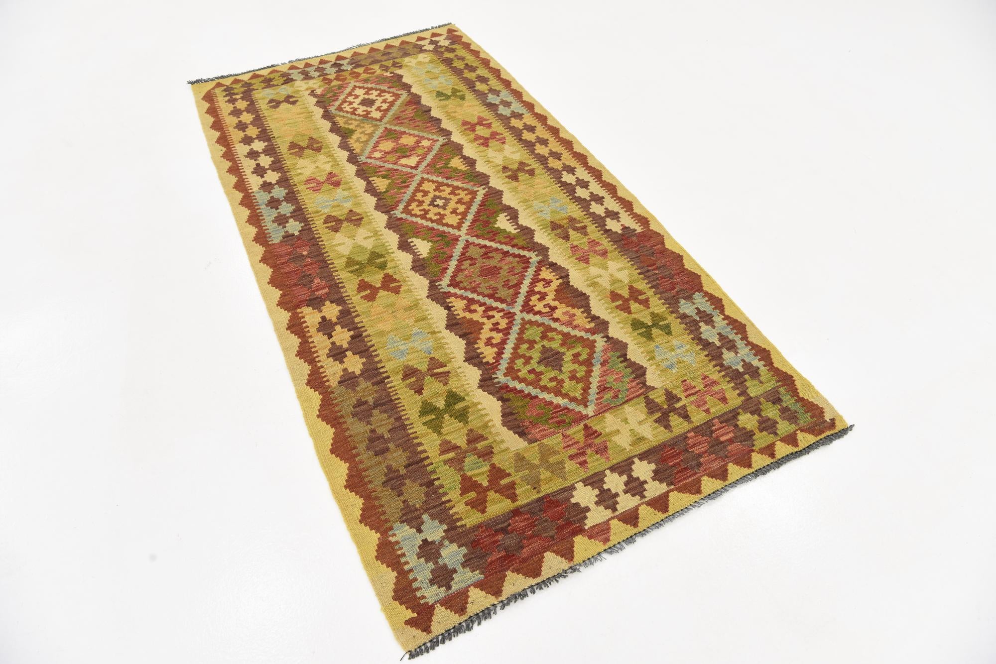 3' 4 x 6' 5 Hand Woven Kilim Maymana Wool Rug