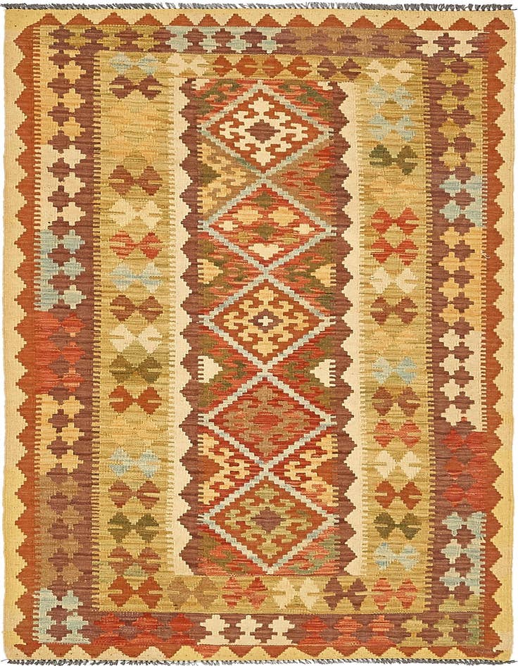Detail image of 3' 4 x 6' 5 Hand Woven Kilim Maymana Wool Rug