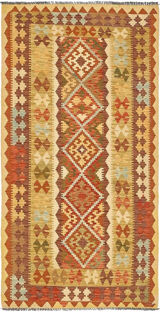 3' 4 x 6' 5 Hand Woven Kilim Maymana Wool Rug