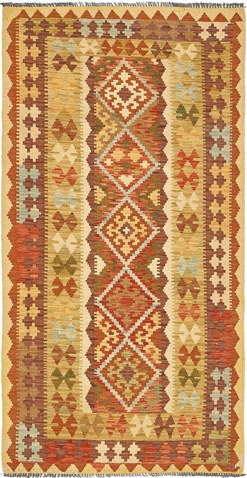 Detail image of 3' 4 x 6' 5 Hand Woven Kilim Maymana Wool Rug