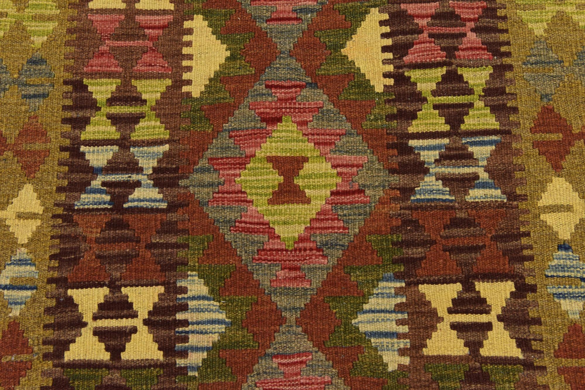 3' 3 x 6' 6 Hand Woven Kilim Maymana Wool Rug