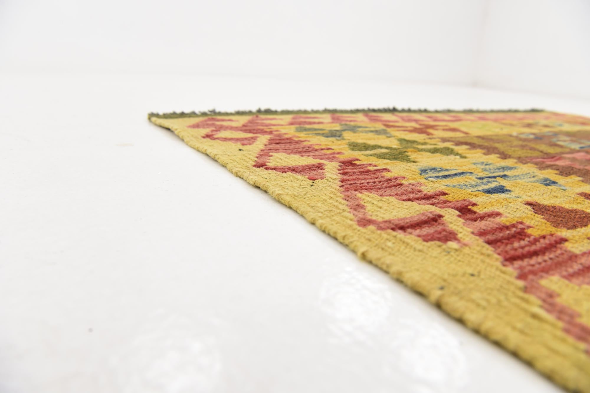 3' 3 x 6' 6 Hand Woven Kilim Maymana Wool Rug