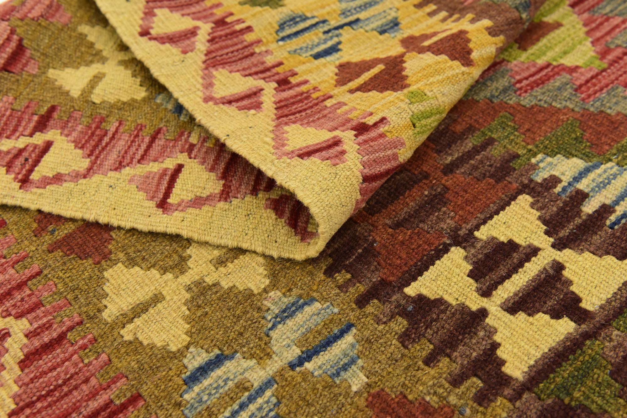 3' 3 x 6' 6 Hand Woven Kilim Maymana Wool Rug