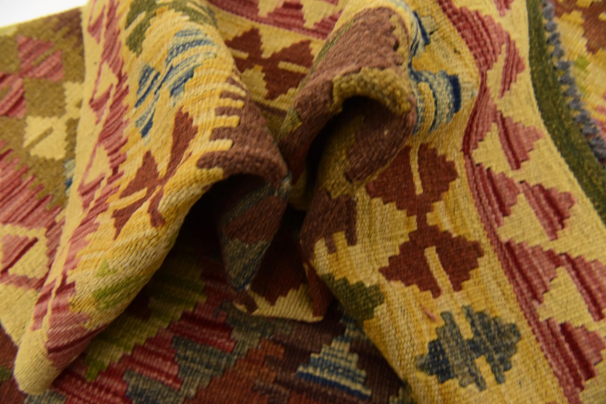 3' 3 x 6' 6 Hand Woven Kilim Maymana Wool Rug