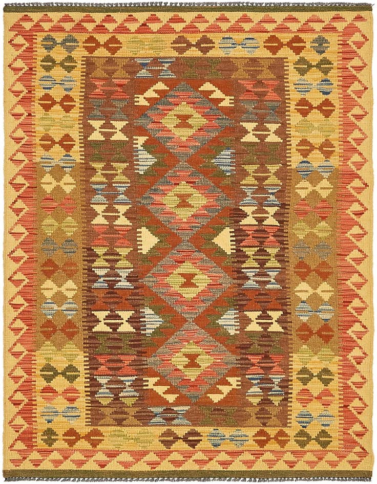 Detail image of 3' 3 x 6' 6 Hand Woven Kilim Maymana Wool Rug