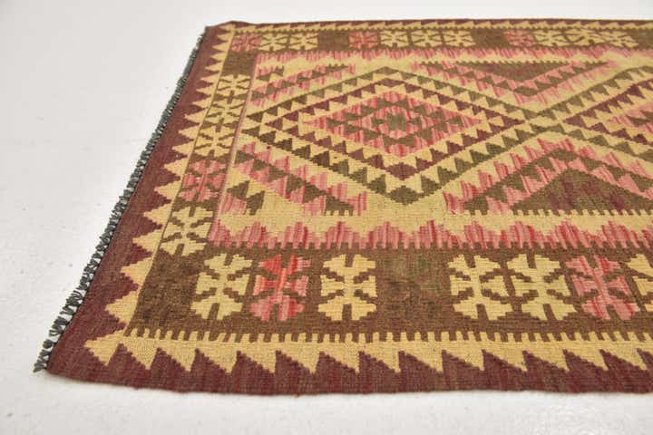 3' 3 x 4' 10 Hand Woven Kilim Maymana Wool Rug