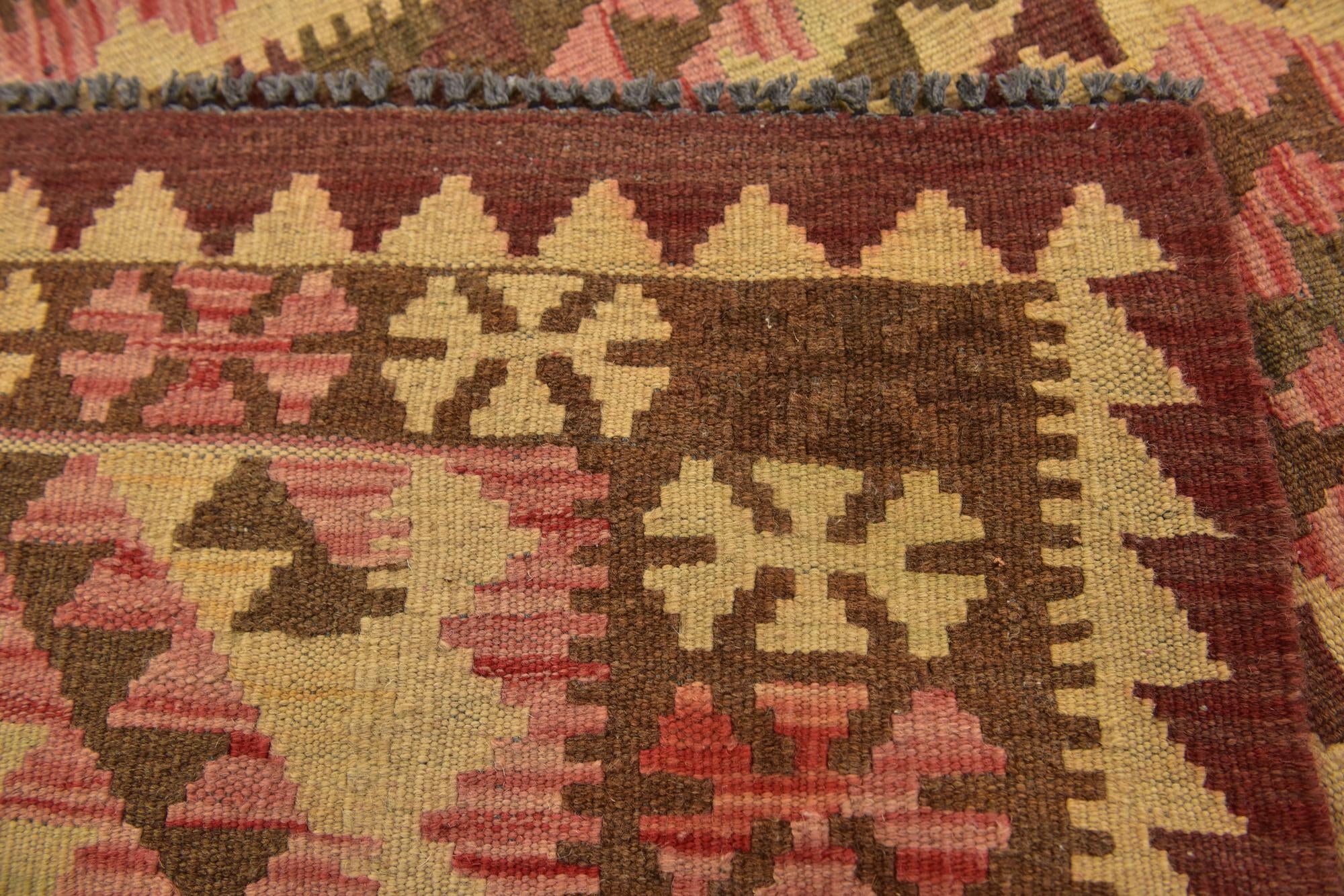 3' 3 x 4' 10 Hand Woven Kilim Maymana Wool Rug