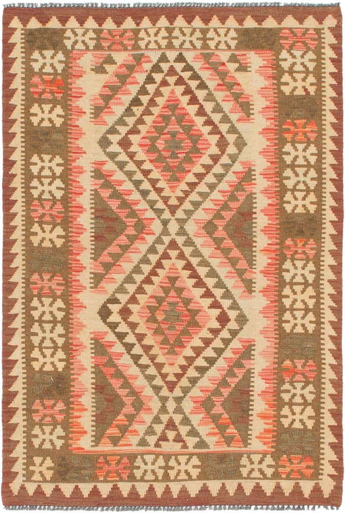 3' 3 x 4' 10 Hand Woven Kilim Maymana Wool Rug