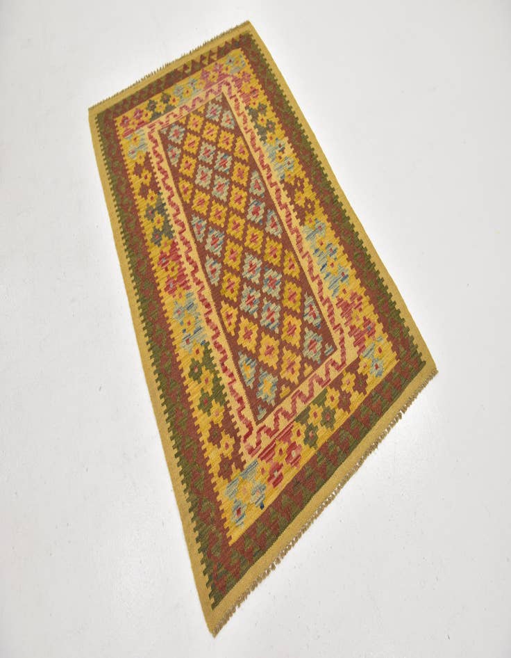 Detail image of 3' 3 x 4' 10  Hand Woven Kilim Maymana Wool Rug