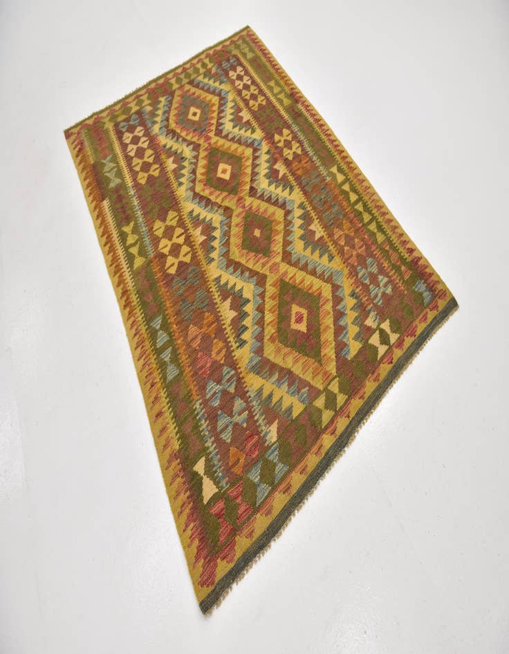 Detail image of 4' 10 x 6' 7 Hand Woven Kilim Maymana Wool Rug