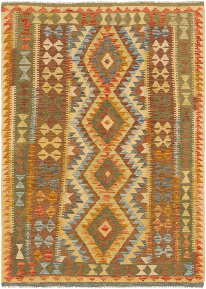 4' 10 x 6' 7 Hand Woven Kilim Maymana Wool Rug