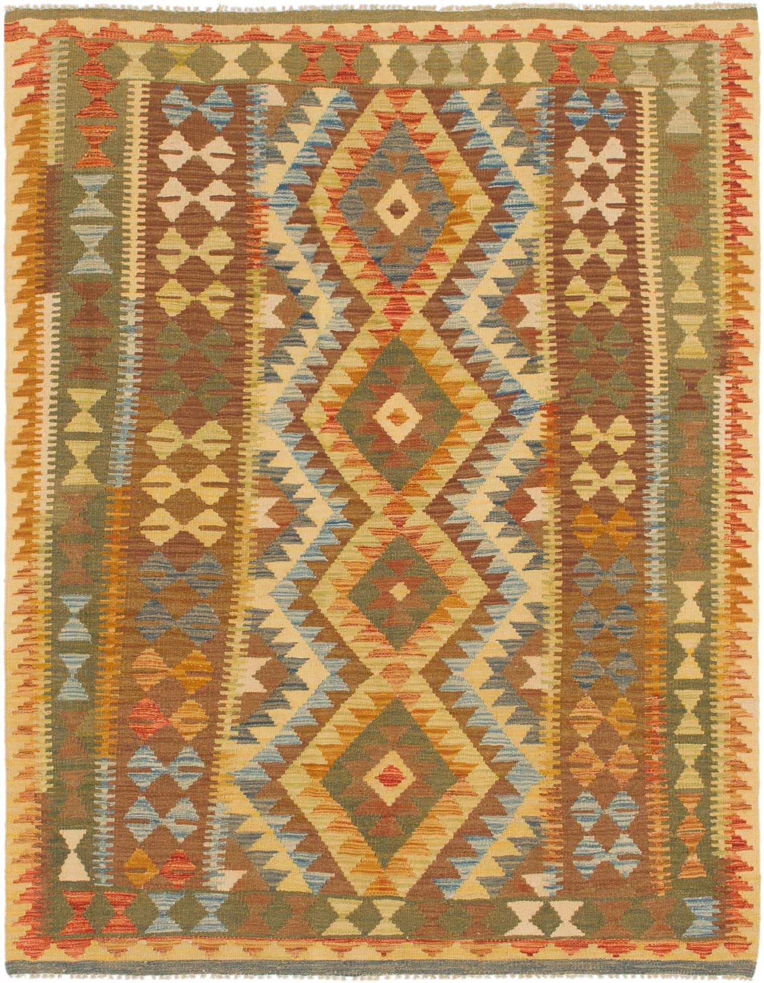 4' 10 x 6' 7 Hand Woven Kilim Maymana Wool Rug