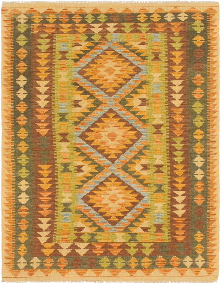 Detail image of 3' 6 x 6' 5 Hand Woven Kilim Maymana Wool Rug