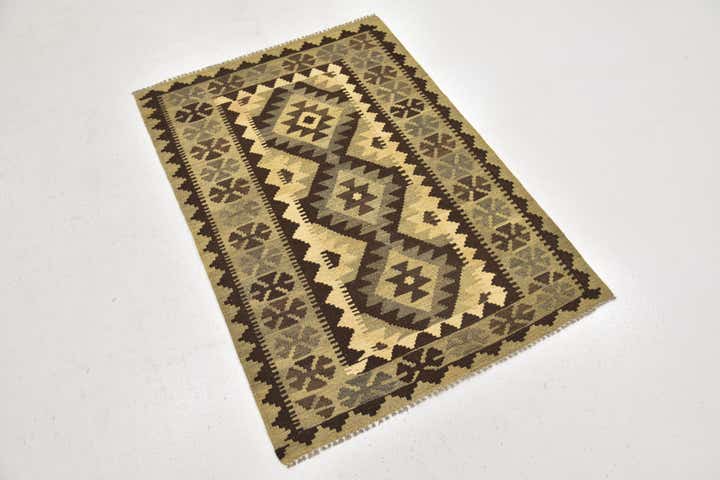 2' 9 x 4' Hand Woven Kilim Maymana Wool Rug