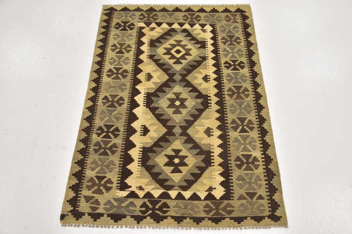 2' 9 x 4' Hand Woven Kilim Maymana Wool Rug