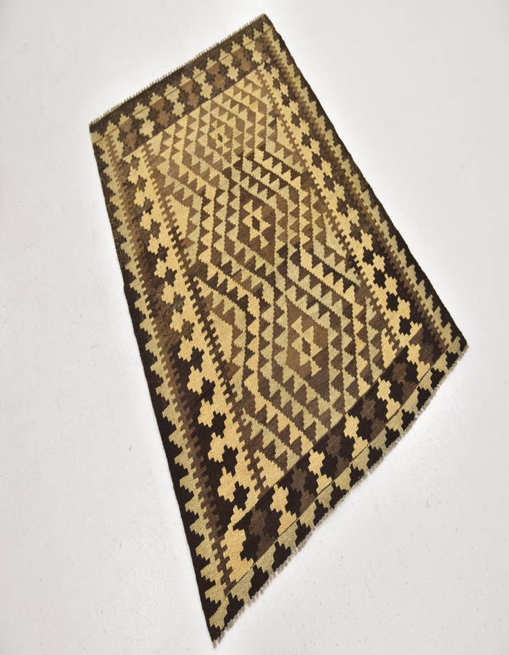 Detail image of 3' 4 x 4' 5  Hand Woven Kilim Maymana Wool Rug