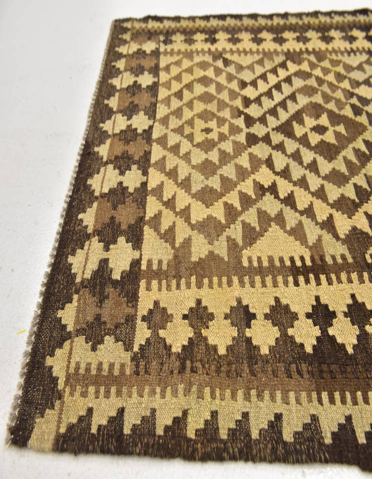 Detail image of 3' 4 x 4' 5  Hand Woven Kilim Maymana Wool Rug
