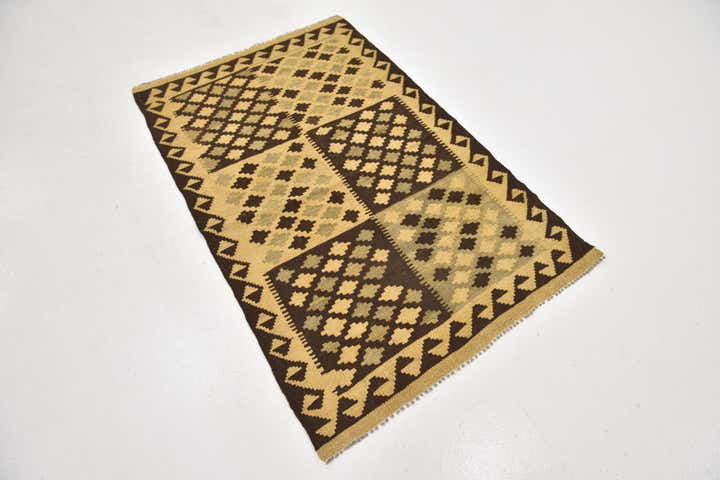 3' 2 x 4' 9 Hand Woven Kilim Maymana Wool Rug