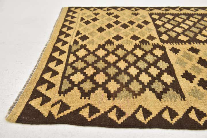 3' 2 x 4' 9 Hand Woven Kilim Maymana Wool Rug