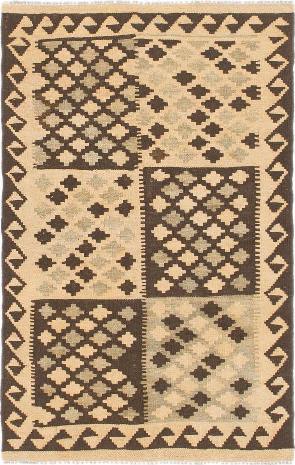 Detail image of 95cm x 145cm Hand Woven Kilim Maymana Wool Rug