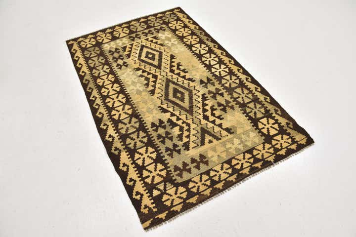 3' 4 x 5' Hand Woven Kilim Maymana Wool Rug