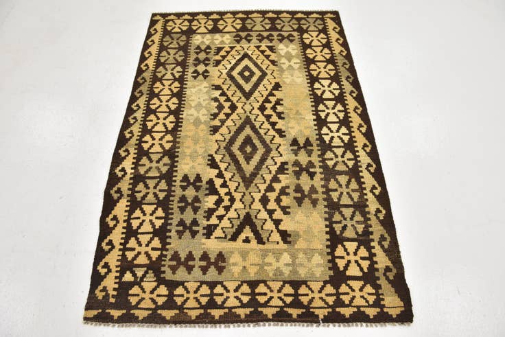 Detail image of 3' 4 x 5' Hand Woven Kilim Maymana Wool Rug