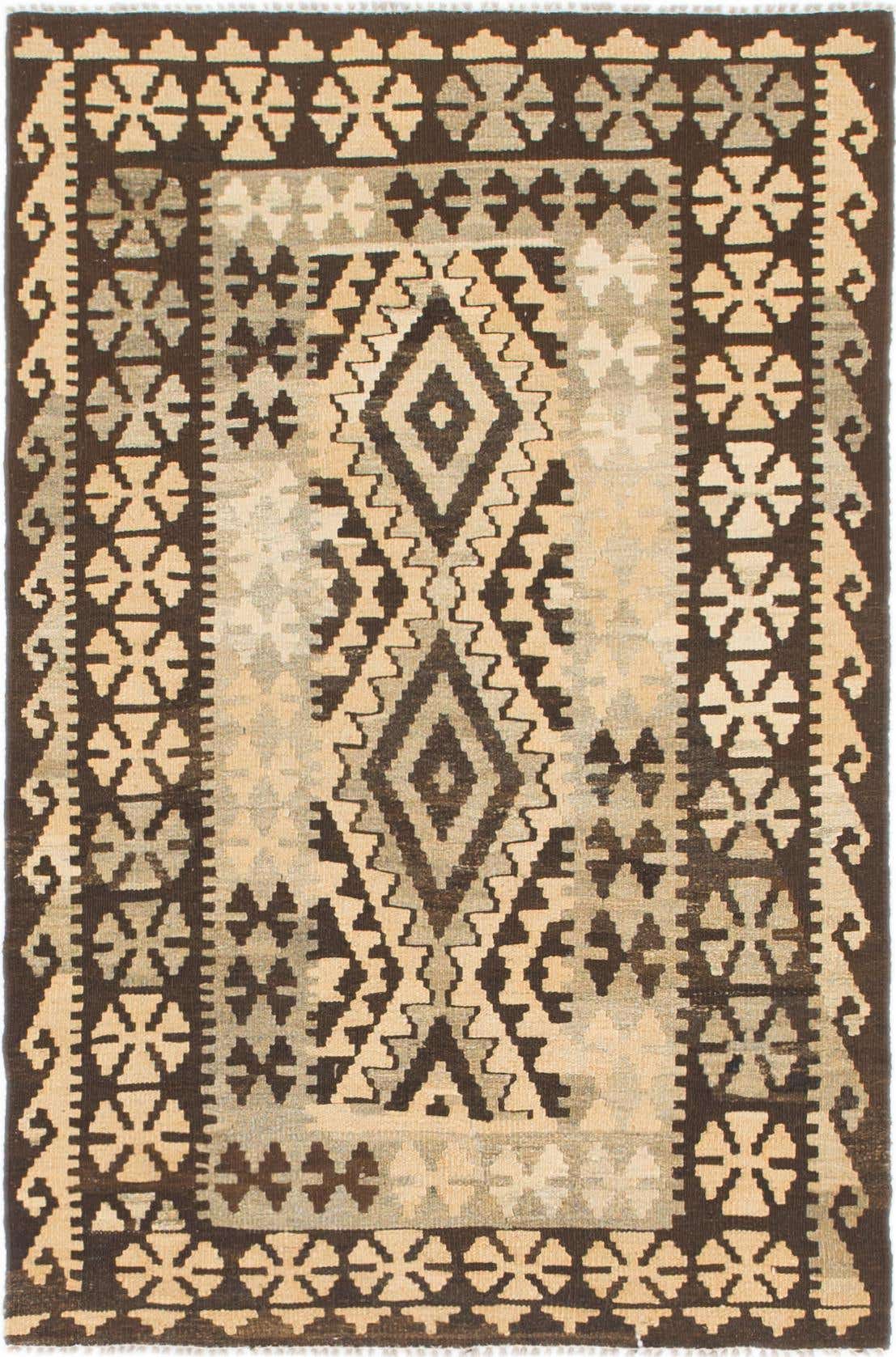 3' 4 x 5' Hand Woven Kilim Maymana Wool Rug