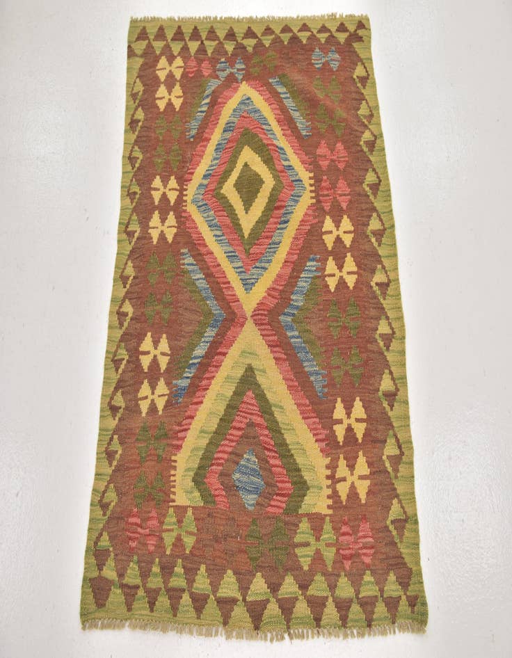 Detail image of 3' 3 x 4' 2  Hand Woven Kilim Maymana Wool Rug