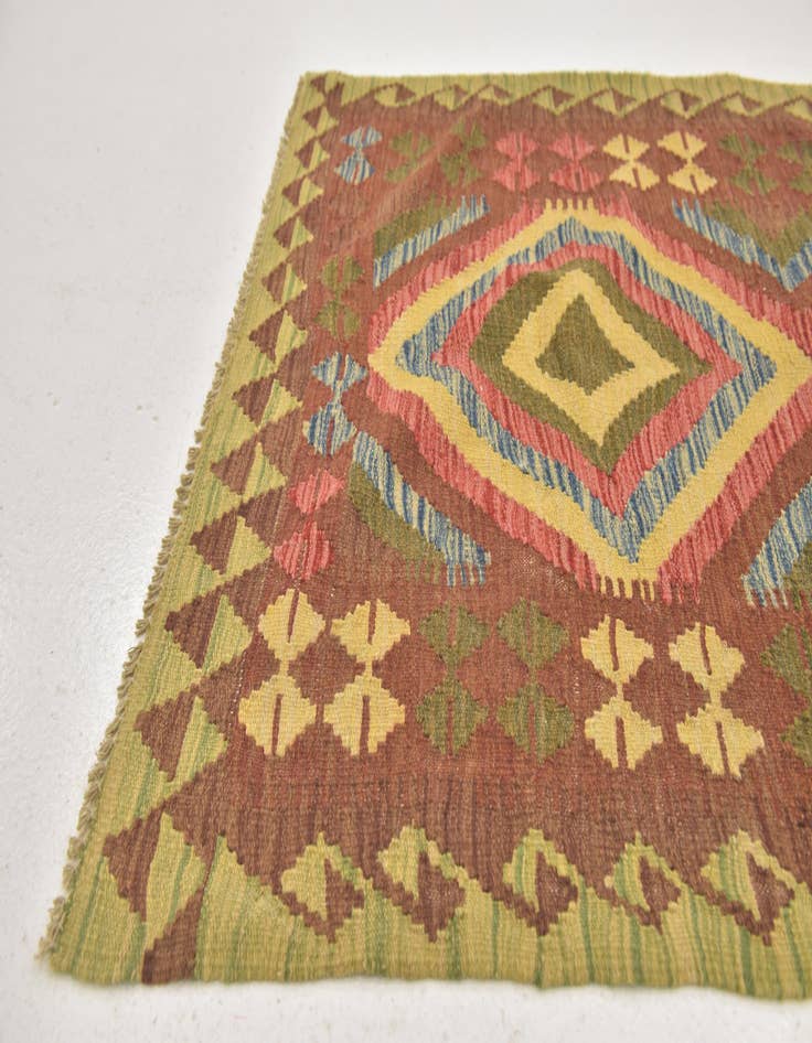 Detail image of 3' 3 x 4' 2  Hand Woven Kilim Maymana Wool Rug