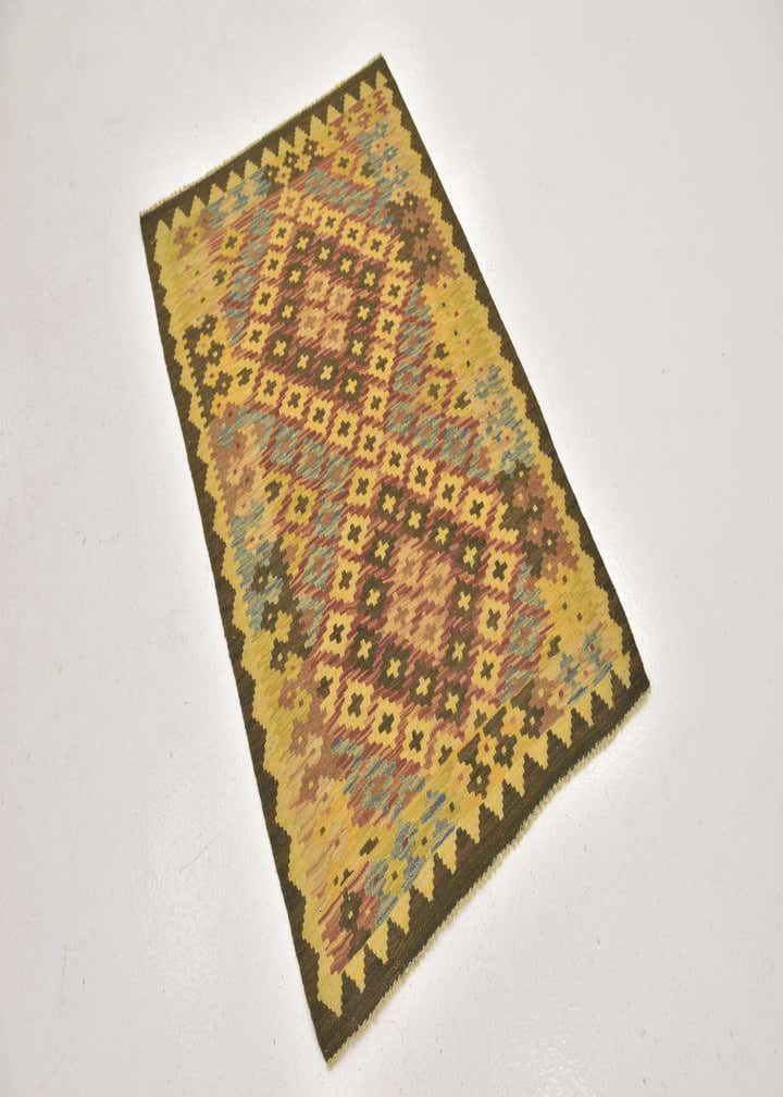 2' 9 x 4' 3 Hand Woven Kilim Maymana Wool Rug