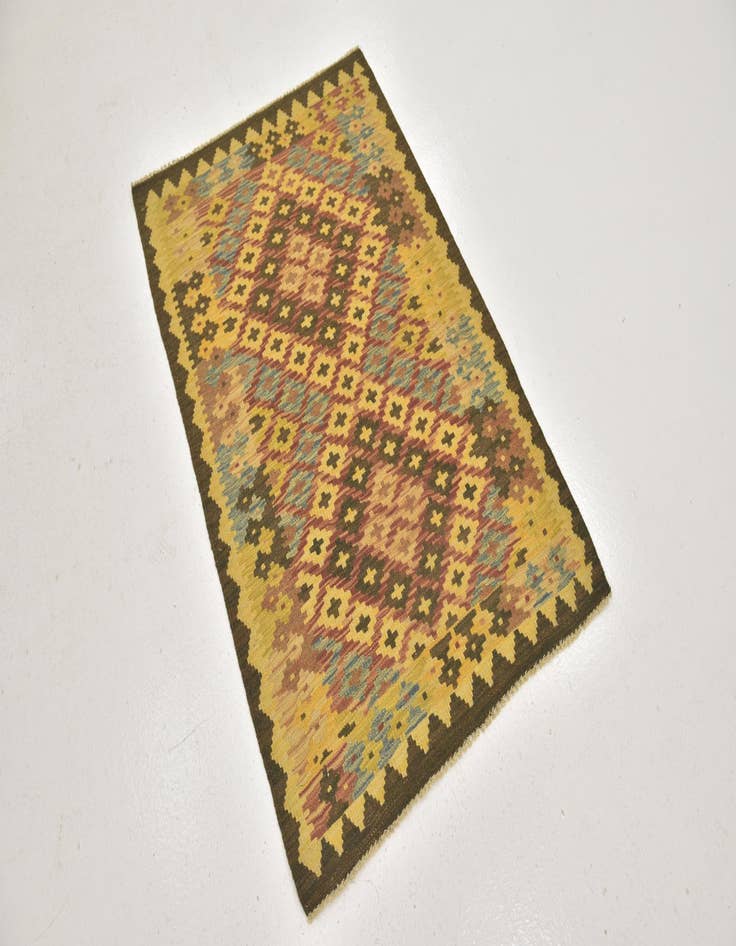 Detail image of 2' 9 x 4' 3 Hand Woven Kilim Maymana Wool Rug