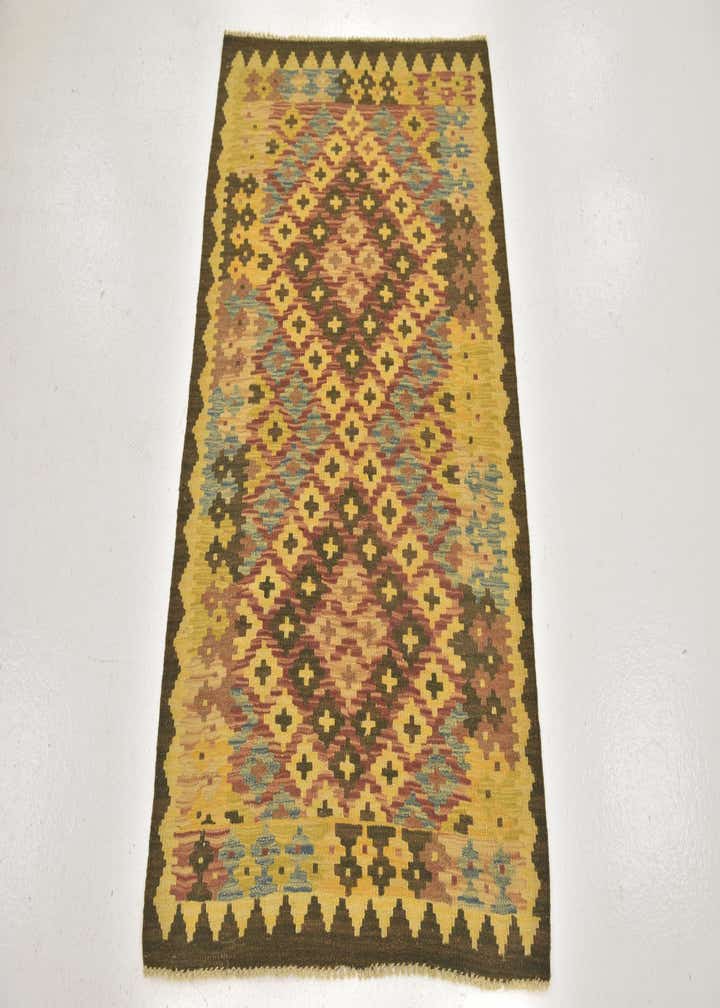 2' 9 x 4' 3 Hand Woven Kilim Maymana Wool Rug