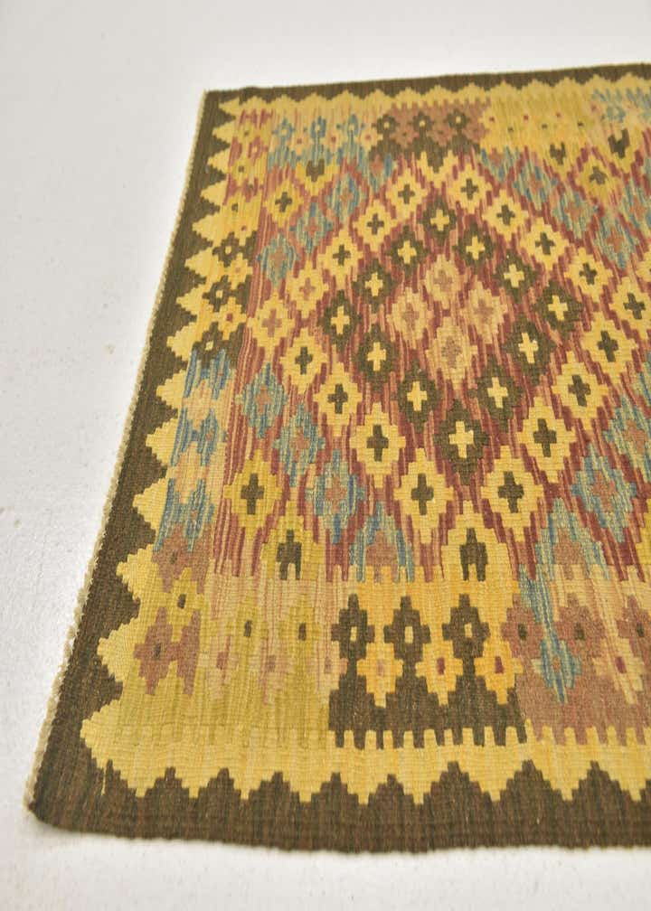 2' 9 x 4' 3 Hand Woven Kilim Maymana Wool Rug