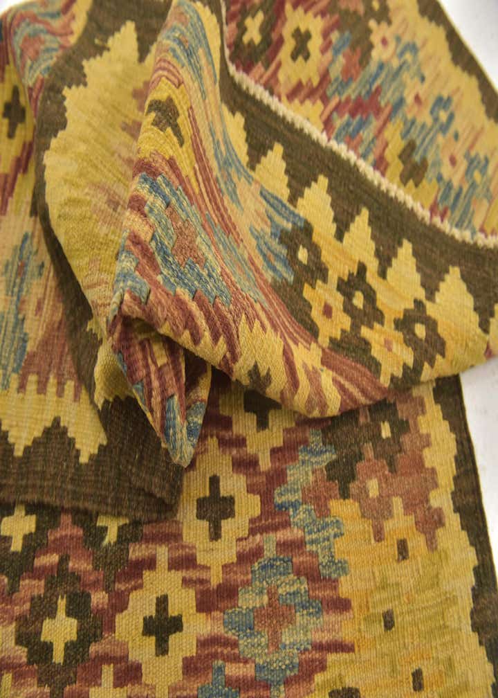 2' 9 x 4' 3 Hand Woven Kilim Maymana Wool Rug