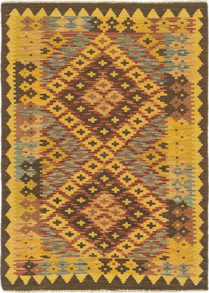 2' 9 x 4' 3 Hand Woven Kilim Maymana Wool Rug