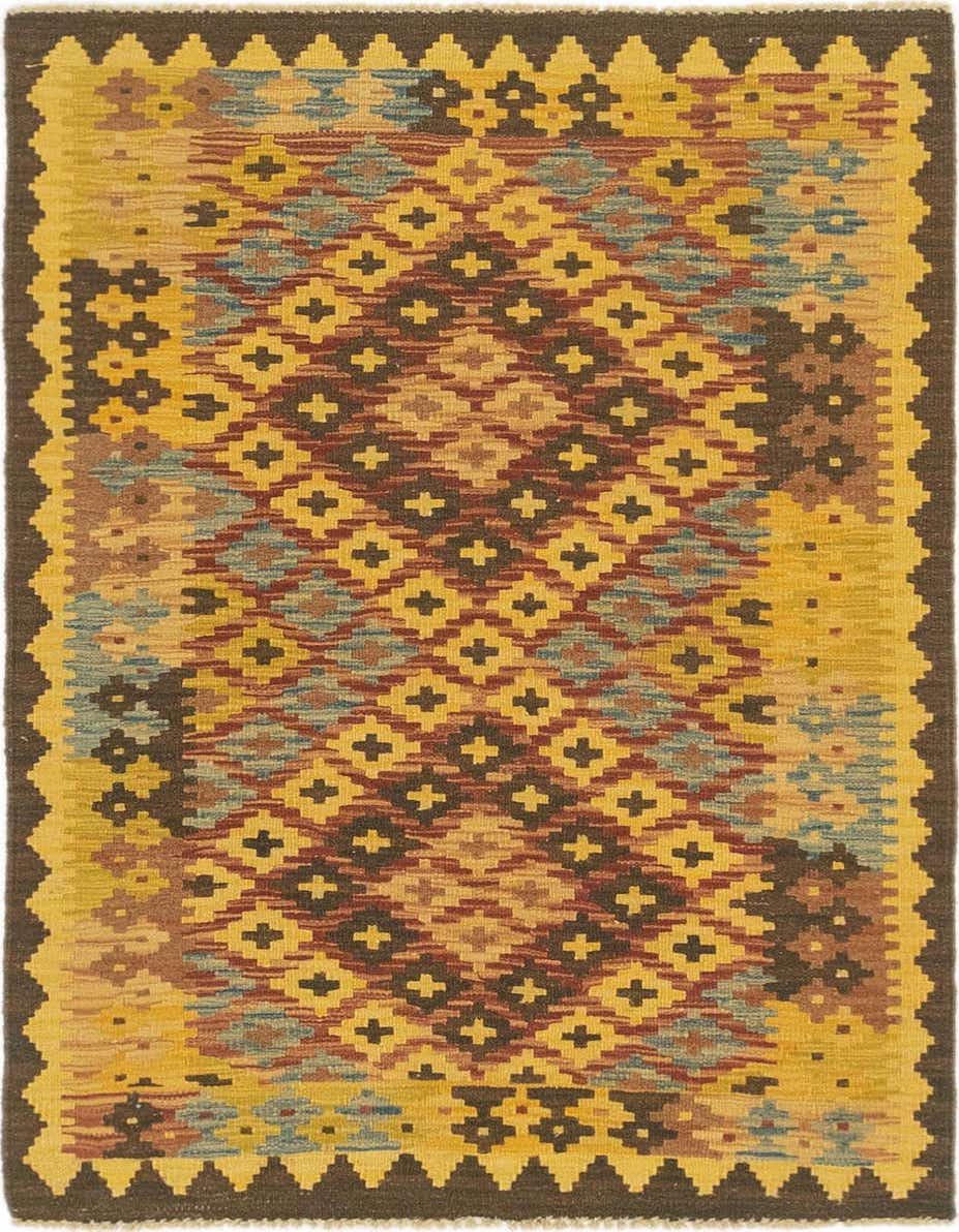 2' 9 x 4' 3 Hand Woven Kilim Maymana Wool Rug