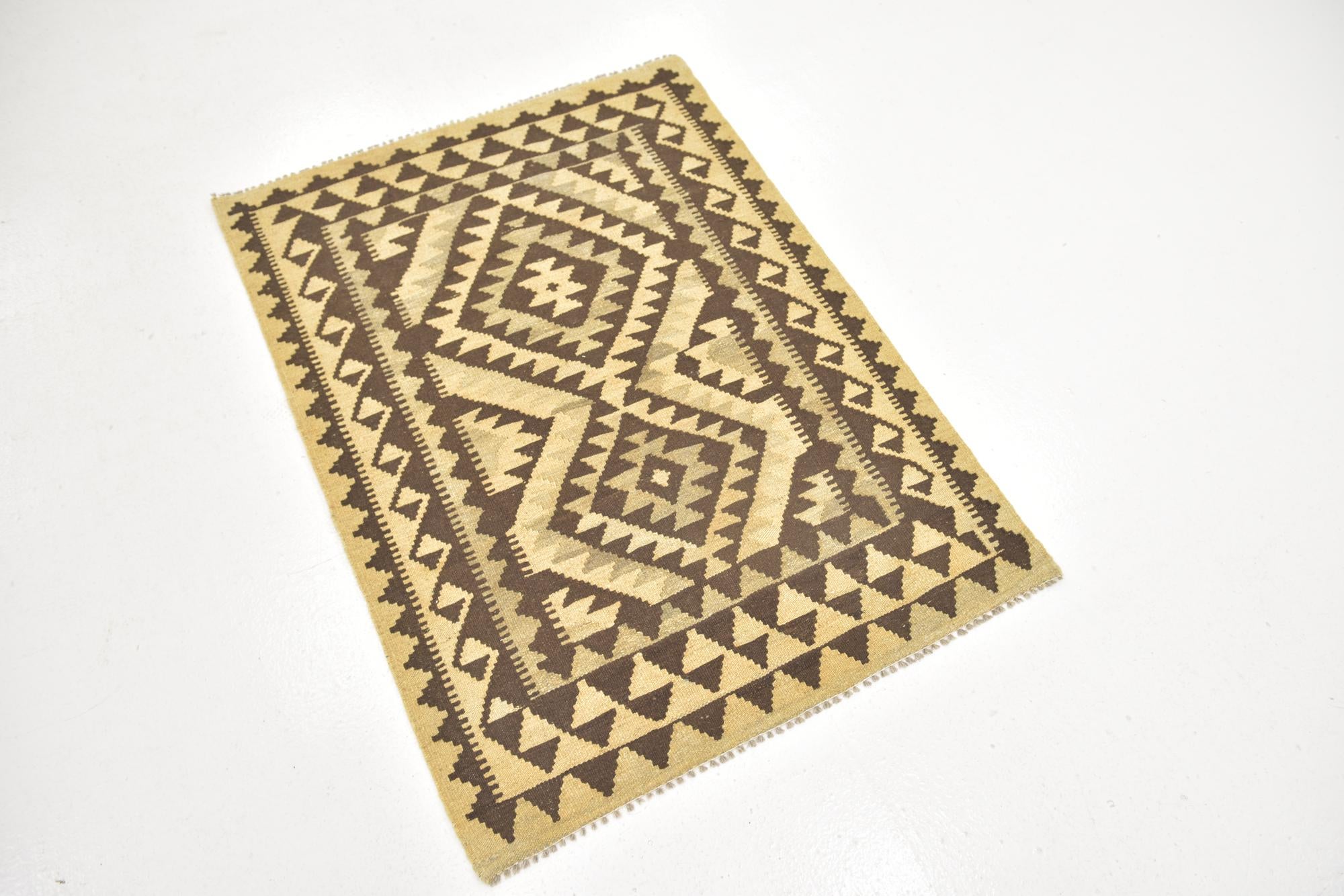 90cm x 125cm Tejido a mano Kilim Maymana Alfombra Lana