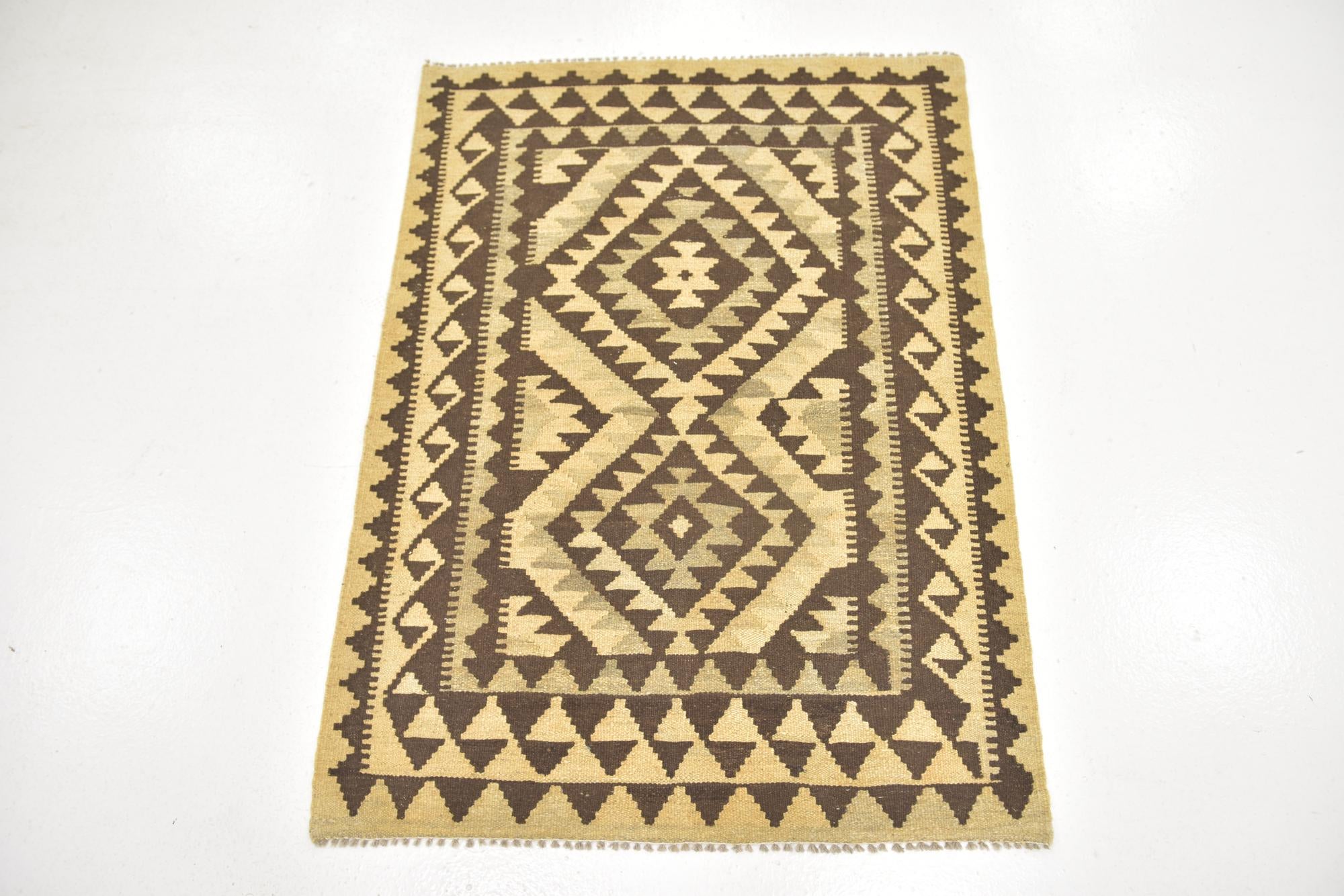 90cm x 125cm Tejido a mano Kilim Maymana Alfombra Lana
