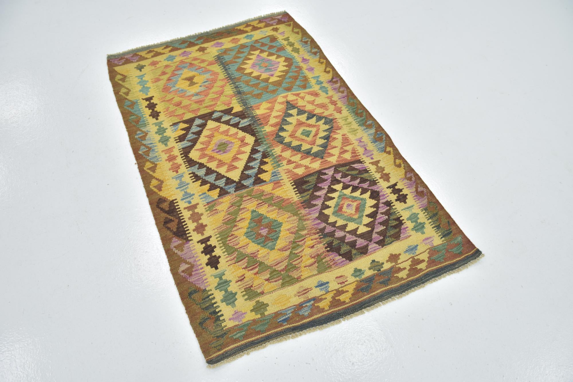 100cm x 150cm Tejido a mano Kilim Maymana Alfombra Lana