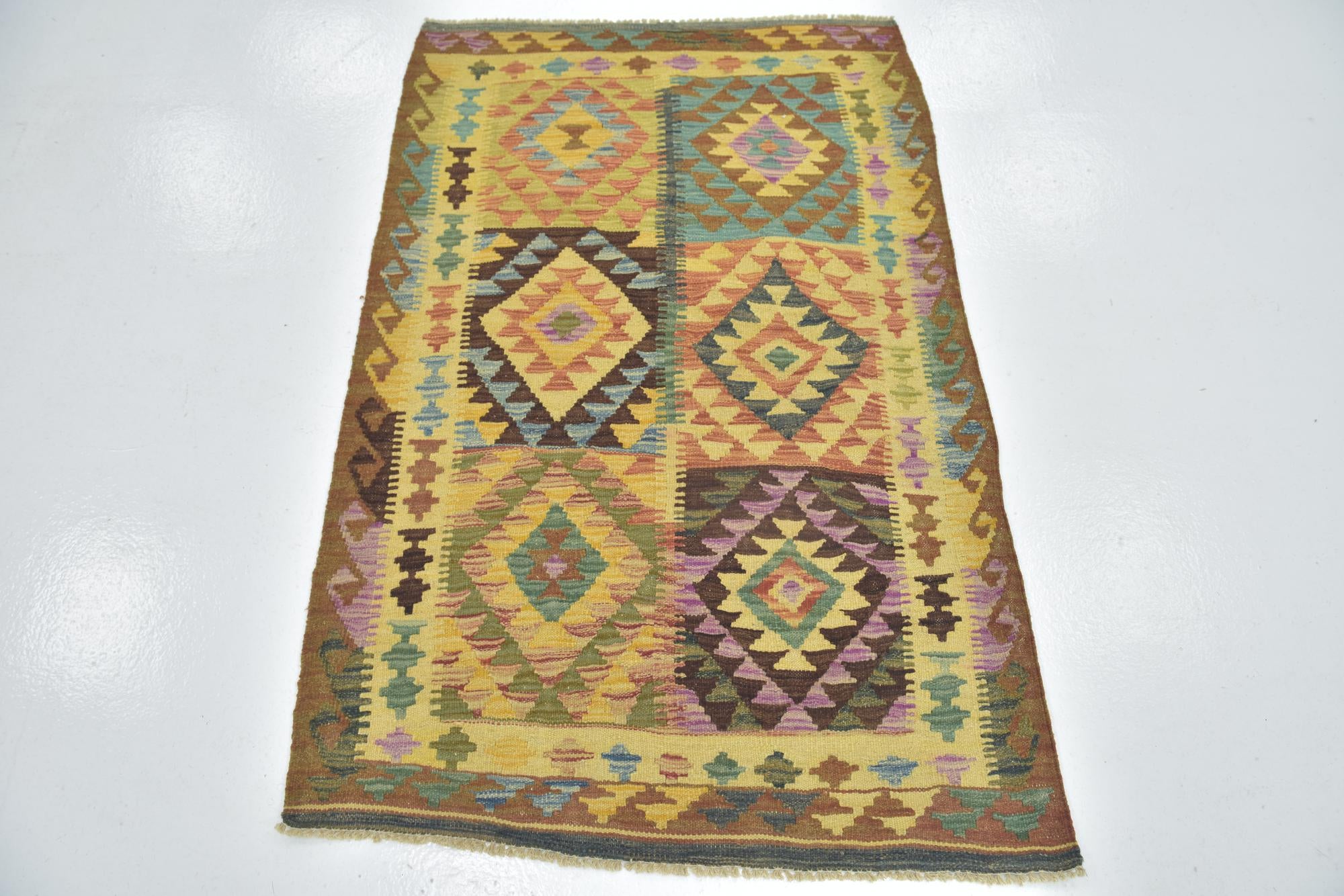 100cm x 150cm Tejido a mano Kilim Maymana Alfombra Lana