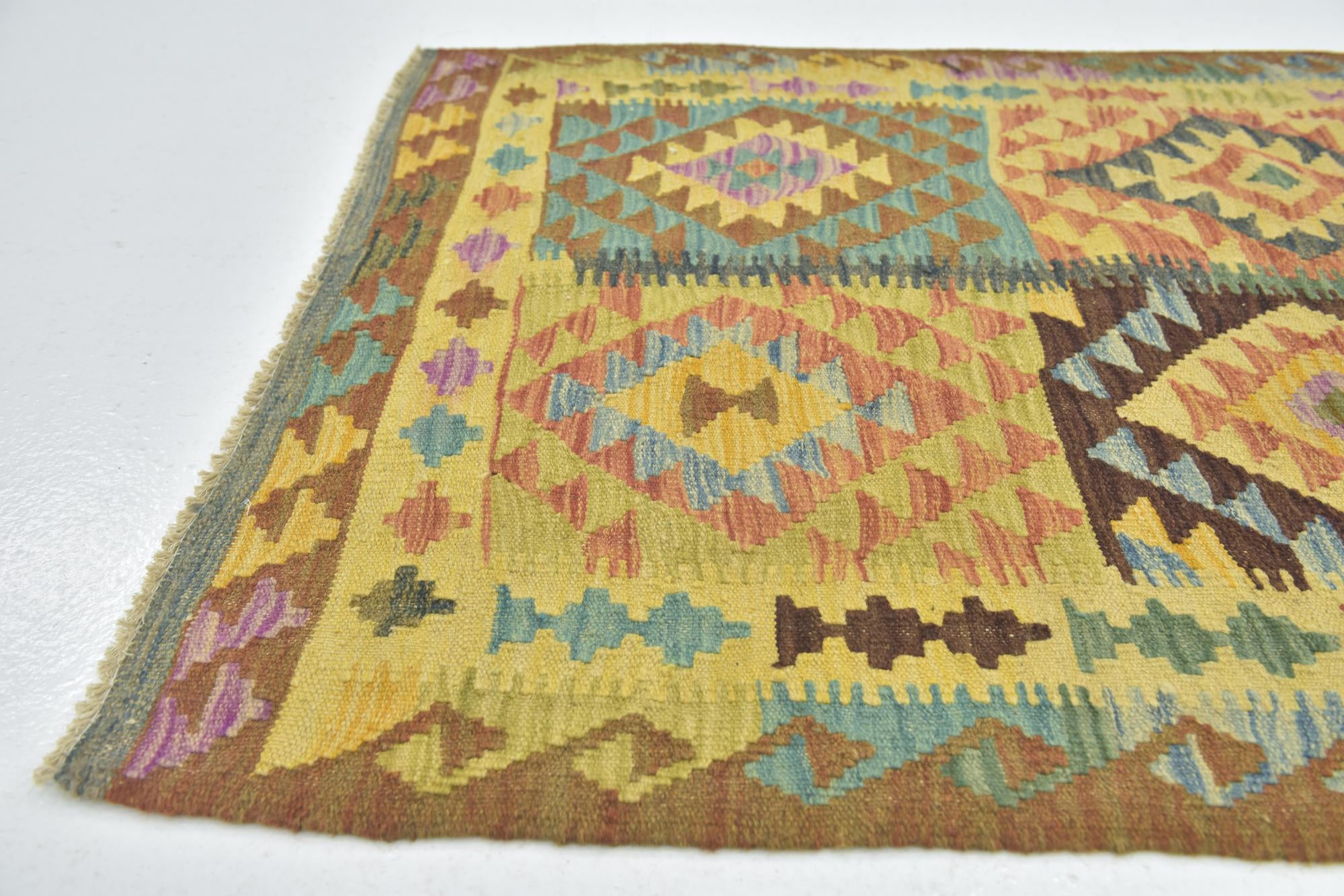 100cm x 150cm Tejido a mano Kilim Maymana Alfombra Lana