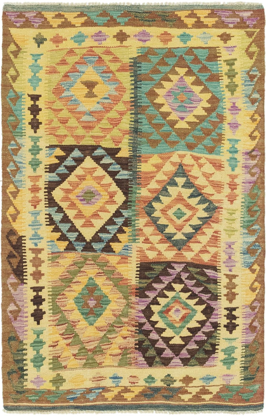100cm x 150cm Tejido a mano Kilim Maymana Alfombra Lana